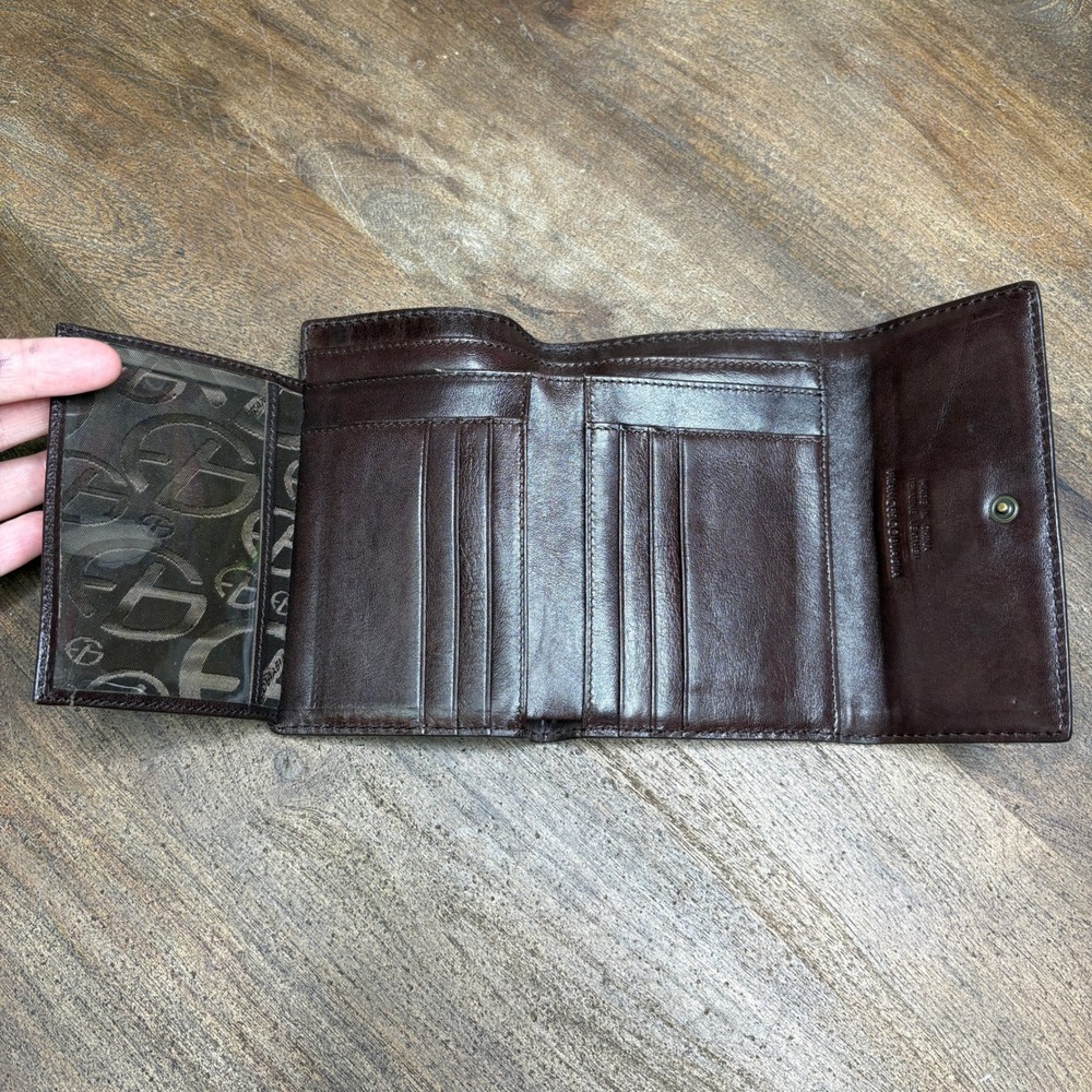 Francesco Biasia Leather Animal Hair Wallet Brown Trifold - Picture 7 of 8